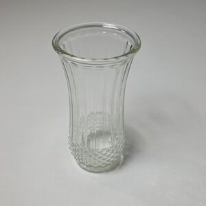 Hoosier Glass 4089-A Clear Ribbed Diamond Quilted Flared Flower Vase 9 Inch